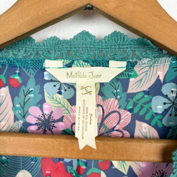 Matilda Jane Strawberry Floral Semi-Sheer Long Sleeve Blouse Sz L - Picture 4 of 5